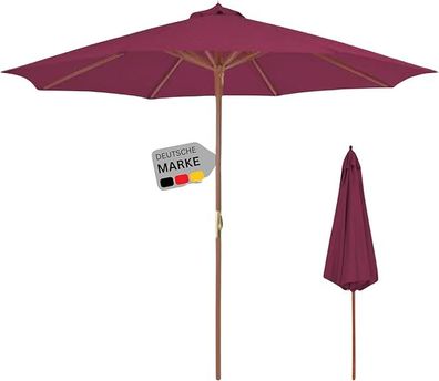 Sonnenschirm Holz ANNA Rot HxB 258x300cm Sonnenschirm 300 cm Kurbelschirm Standschirm