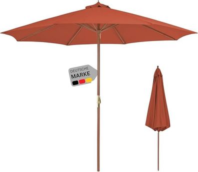 Sonnenschirm Holz ANNA Terrakotta HxB 258x300cm Sonnenschirm 300 cm Kurbelschirm
