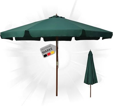 Sonnenschirm Holz PAUL Gr?nHxB 254x330cm Sonnenschirm 330 cm Kurbelschirm Standschirm