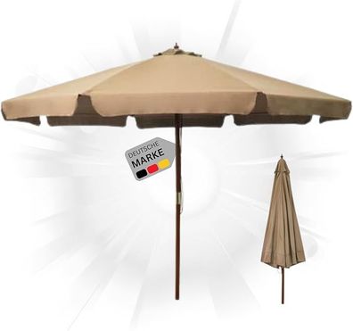 Sonnenschirm Holz PAUL TaupeHxB 254x330cm Sonnenschirm 330 cm Kurbelschirm