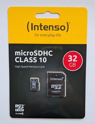 NEU: 32GB Intenso microSDHC + Adapter Class 10 32 GB micro SDHC 3413480
