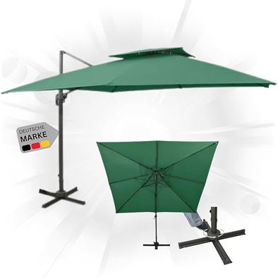 Sonnenschirm rechteckig LOTI 300cm Gr?n UV-Schutz Kippbar Kurbelsystem Ampelschirm