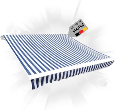 Markisenbespannung Markisenstoff Wasserabweisend Rei?fest Blau-Wei? f?r 300x250cm