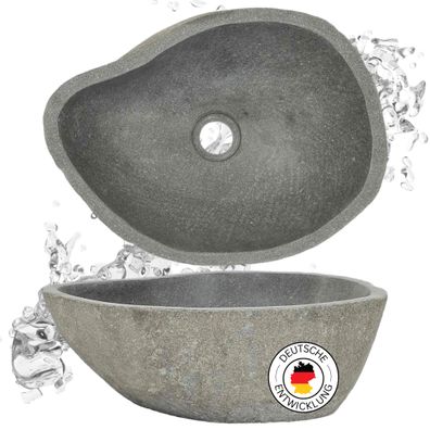 Naturstein Waschbecken oval Flussstein Aufsatzwaschbecken Waschschale Waschtisch