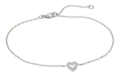 trendor Schmuck Damenarmband Herz 925 Silber Rhodiniert mit Zirkonia 21/18 cm 21875
