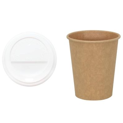 Pappbecher Braun 1000 St?ck Deckel 200ml Einwegbecher Getr?nkebecher Pappe Becher
