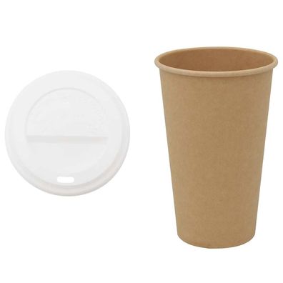Pappbecher Braun 1000 St?ck Deckel 400ml Einwegbecher Getr?nkebecher Pappe Becher
