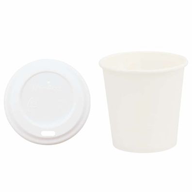Pappbecher Wei? 1000 St?ck Deckel 100ml Einwegbecher Getr?nkebecher Pappe Becher