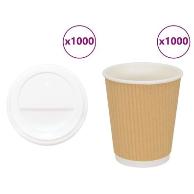 Gewellte Pappbecher Braun 1000 St?ck Deckel 200ml Einwegbecher Getr?nkebecher Pappe