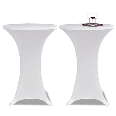 Tischhussen f?r Stehtische 2er Set AMAU Stretchhusse ?60 cm wei? Hussen elastisch