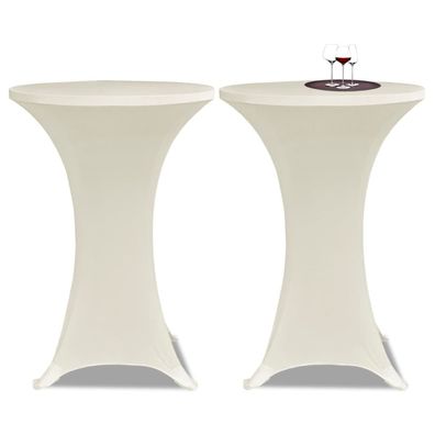 Tischhussen f?r Stehtische 2er Set AMAU Stretchhusse ?60 cm cremefarben Hussen