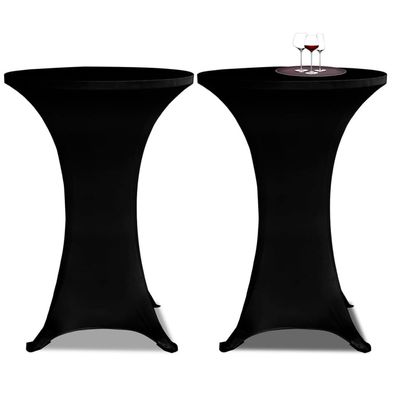Tischhussen f?r Stehtische 2er Set AMAU Stretchhusse ?80 cm schwarz Hussen elastisch