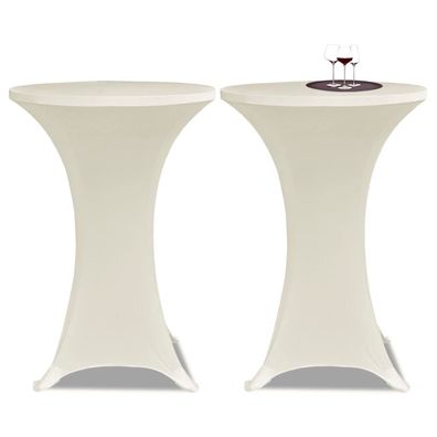 Tischhussen f?r Stehtische 2er Set AMAU Stretchhusse ?80 cm cremefarben Hussen