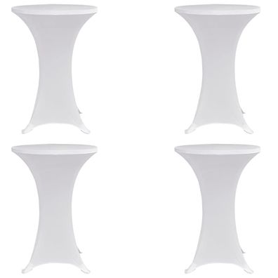 Tischhussen f?r Stehtische 4er Set AMAU Stretchhusse ?80 cm wei? Hussen elastisch