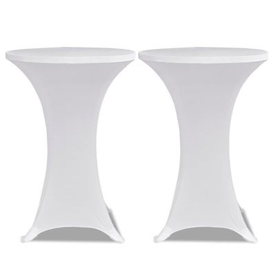 Tischhussen f?r Stehtische 2er Set AMAU Stretchhusse ?70 cm wei? Hussen elastisch