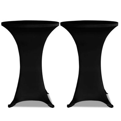 Tischhussen f?r Stehtische 2er Set AMAU Stretchhusse ?70 cm schwarz Hussen elastisch