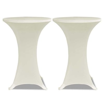 Tischhussen f?r Stehtische 2er Set AMAU Stretchhusse ?70 cm cremefarben Hussen