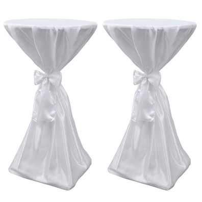Tischhusse 2er Set ADAU Stehtischhusse wei? 60 cm Hussen elastisch Stehtischhusse