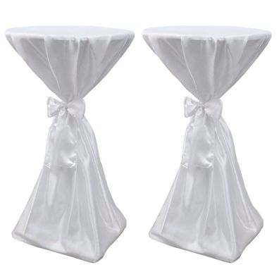 Tischhusse 2er Set ADAU Stehtischhusse wei? 80 cm Hussen elastisch Stehtischhusse