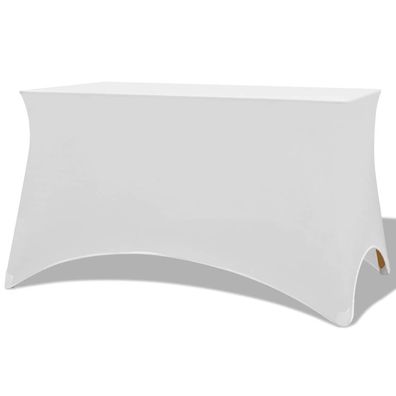 Stretch-Tischhusse 2er Set AFAU 120x60,5x74 cm Wei? Hussen elastisch Stehtischhusse