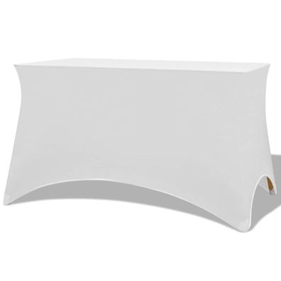 Stretch-Tischhusse 2er Set AFAU 243x76x74 cm Wei? Hussen elastisch Stehtischhusse