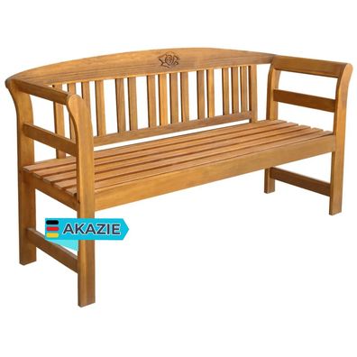 Gartenbank Holz LUNA 157 cm Massivholz Akazie Holzbank Wetterfest Sitzbank 3 Sitzer