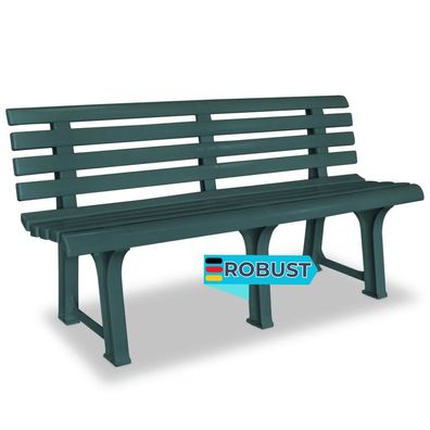 Parkbank KATO 145,5 cm Kunststoff Gr?n Gartenbank wetterfest Terrassenbank 3 Sitzer