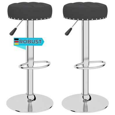 Barhocker KENTR h?henverstellbar 2er Set Schwarz Stoff Barst?hle drehbar K?chenhocker
