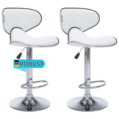 Barhocker SUPRI h?henverstellbar 2er Set Wei? Kunstleder Barst?hle drehbar