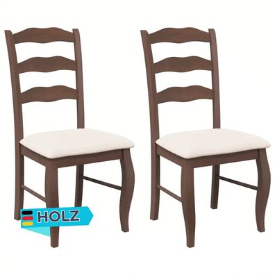 Esszimmerst?hle RESZ Kissen 2er Set Braun-Creme Massivholz K?chenstuhl