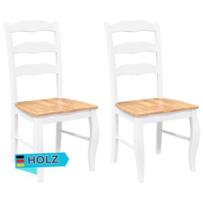 Esszimmerst?hle RESZ 2er Set Wei?-Hellbraun Massivholz K?chenstuhl Wohnzimmerst?hle