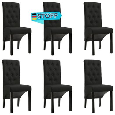 Esszimmerst?hle VEDA 6er Set Schwarz Stoff Polsterst?hle K?chenstuhl Wohnzimmerst?hle