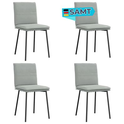 Esszimmerst?hle VERA 4er Set Hellgrau Samt Polsterst?hle K?chenstuhl Wohnzimmerst?hle