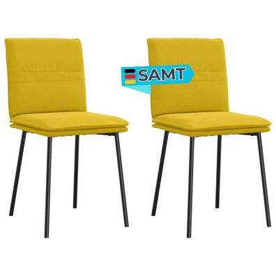 Esszimmerst?hle VERA 2er Set Gelb Samt Polsterst?hle K?chenstuhl Wohnzimmerst?hle