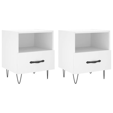 Nachttisch RISO 2er Set Wei? 40x35x47,5 cm Beistelltisch Schublade Nachtschr?nkchen
