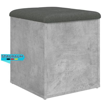 Sitzbank JONA Stauraum Betongrau 42x42x45 cm Aufbewahrungsbank Flurbank