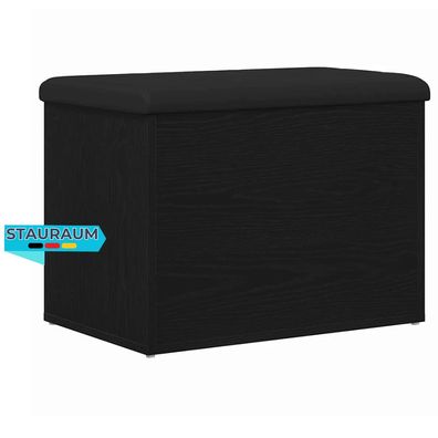 Sitzbank JONA Stauraum Schwarz Eichen-Optik 62x42x45 cm Aufbewahrungsbank Flurbank
