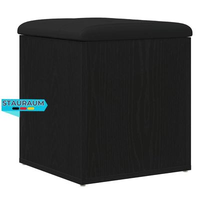 Sitzbank JONA Stauraum Schwarz Eichen-Optik 42x42x45 cm Aufbewahrungsbank Flurbank