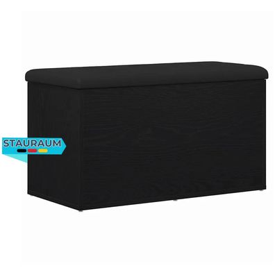 Sitzbank JONA Stauraum Schwarz Eichen-Optik 82x42x45 cm Aufbewahrungsbank Flurbank