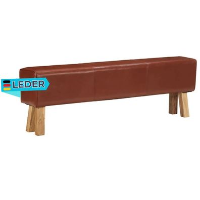 Sitzbank PFERO Turnbock-Design 160cm Braun Echtleder Massivholz Akazie Polsterbank