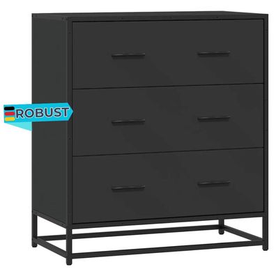 Sideboard SOPI f?r Wohnzimmer Schwarz 68x35x76 cm und Metall Kommode Flur Anrichte