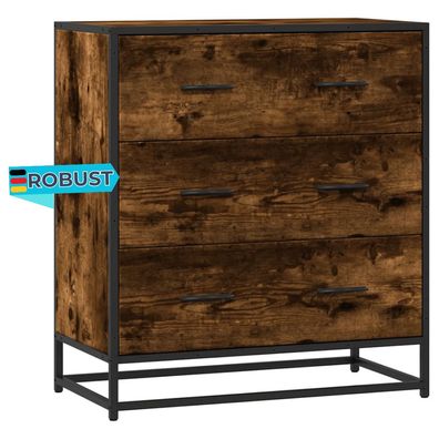 Sideboard SOPI f?r Wohnzimmer R?uchereiche 68x35x76 cm und Metall Kommode Flur