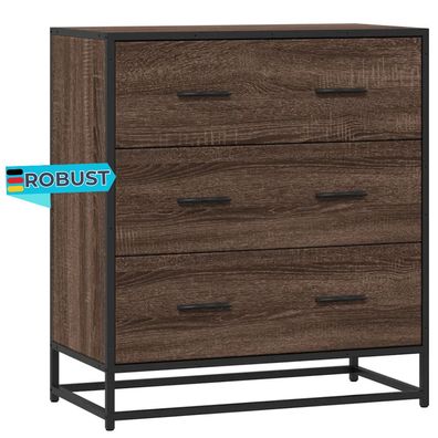 Sideboard SOPI f?r Wohnzimmer Braun Eichen-Optik 68x35x76 cm & Metall Kommode Flur