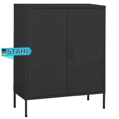 Sideboard KEVI Metall Anthrazit 80x35x101,5 cm Stahl Flurschrank Metallschrank