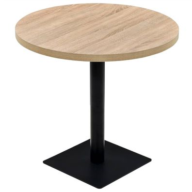 Bistrotisch MARV Rund 80x75 cm Eichenoptik Esstisch kleiner Tisch Cafe Gartentisch