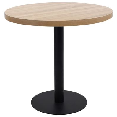 Bistrotisch FLORI rund Hellbraun/Schwarz 80 cm MDF Esstisch kleiner Tisch Cafe