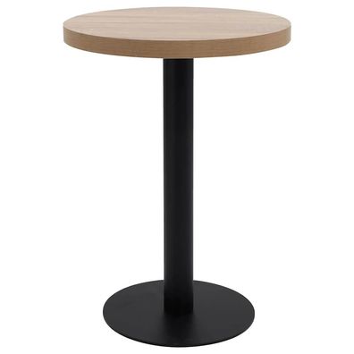 Bistrotisch FLORI rund Hellbraun/Schwarz 60 cm MDF Esstisch kleiner Tisch Cafe