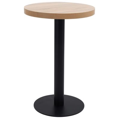 Bistrotisch FLORI rund Hellbraun/Schwarz 50 cm MDF Esstisch kleiner Tisch Cafe