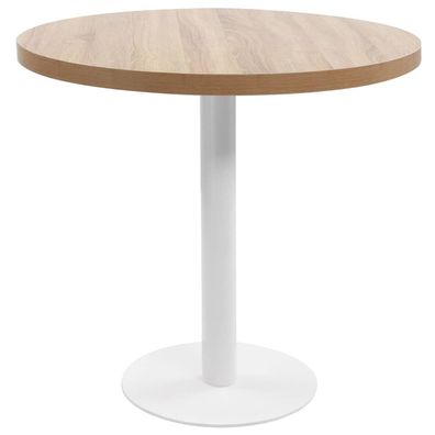 Bistrotisch FLORI rund Hellbraun/Wei? 80 cm MDF Esstisch kleiner Tisch Cafe