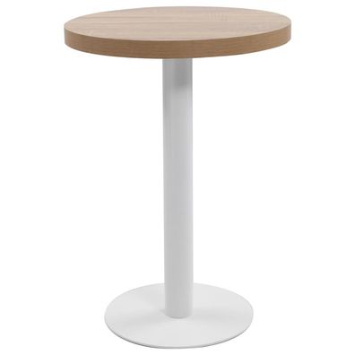 Bistrotisch FLORI rund Hellbraun/Wei? 60 cm MDF Esstisch kleiner Tisch Cafe